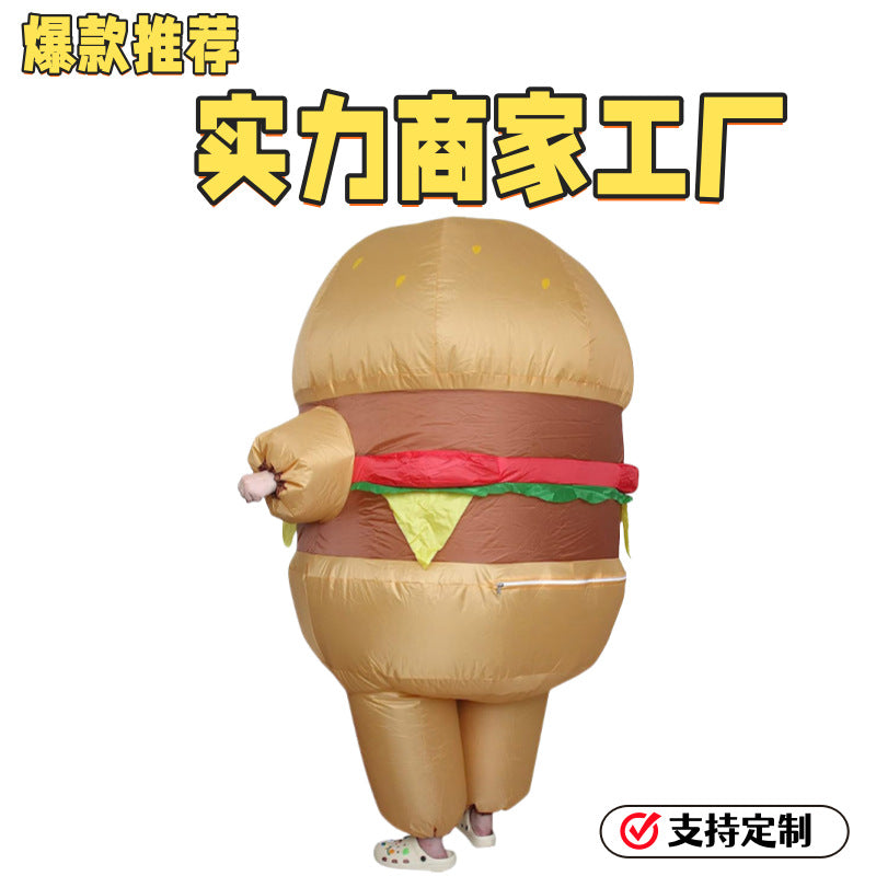 Inflatable Hamburger Costume for Adults - Funny Halloween Party Role Play Outfit
