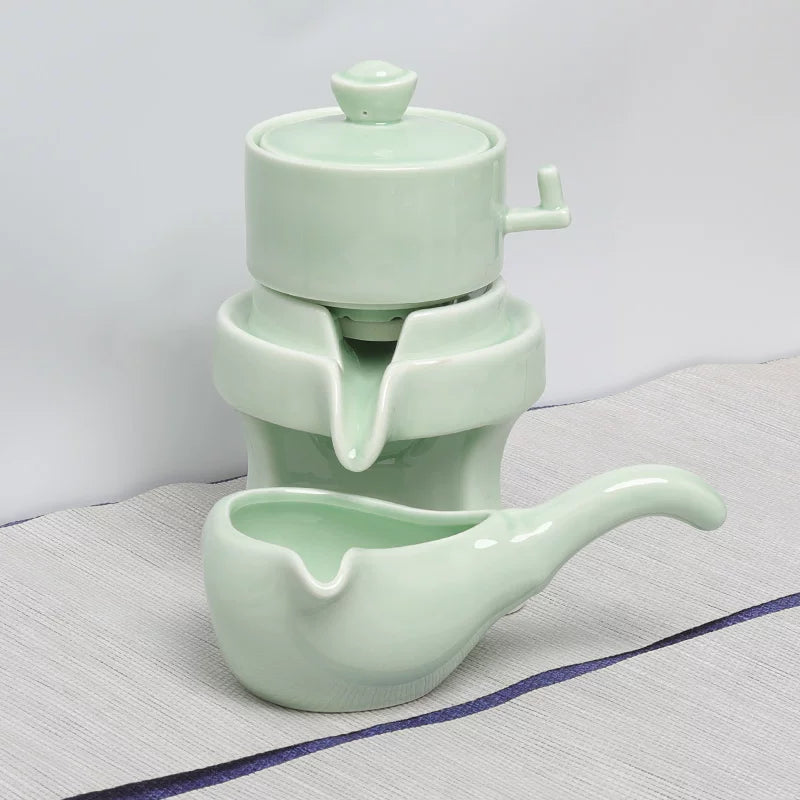Jubao Tang Lazy Stone Mill Tea Set with Rotating Water Outlet, Automatic Filtering, Anti-scalding Teapot and Cups