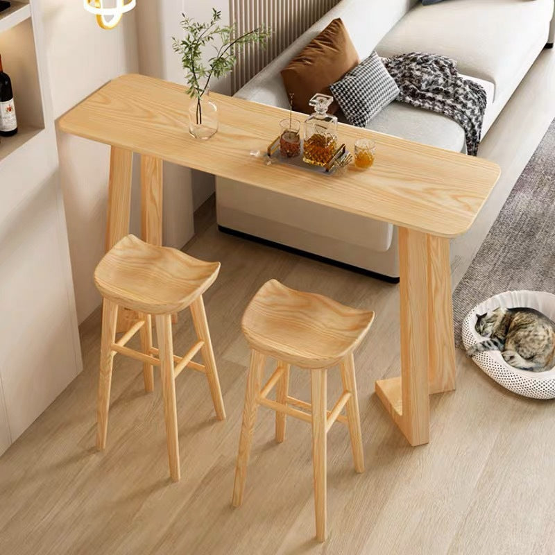 Nordic Solid Wood Dining Table, Small Household Bar Table, Window Bar, Homestay Wall Bar Table and Chair Set
