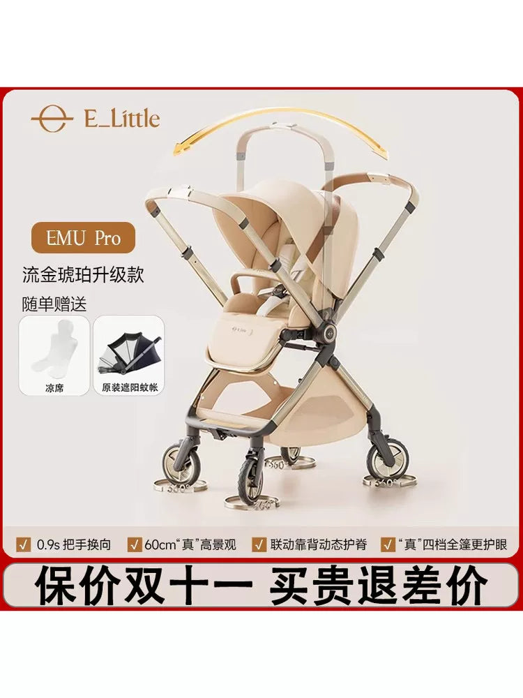 elittle EMU Pro Reversible Baby Stroller - Lightweight, Foldable, High Landscape, Lie-Flat