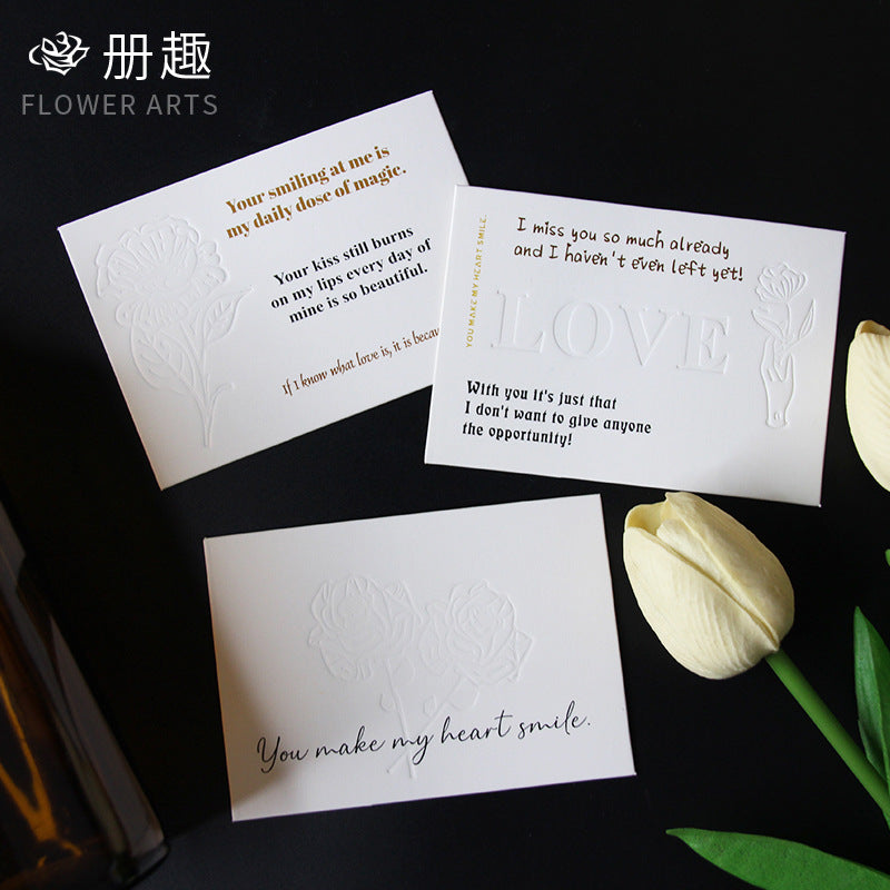 Embossed Ins Style Flower Bouquet Card, Floral Gift Card for Florist DIY Supplies