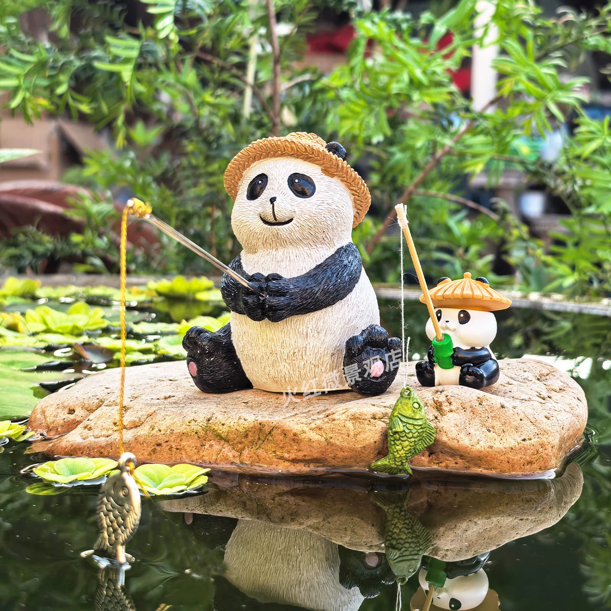 Cute Panda Fishing Ornament for Aquarium, Fish Pond, or Garden Decor