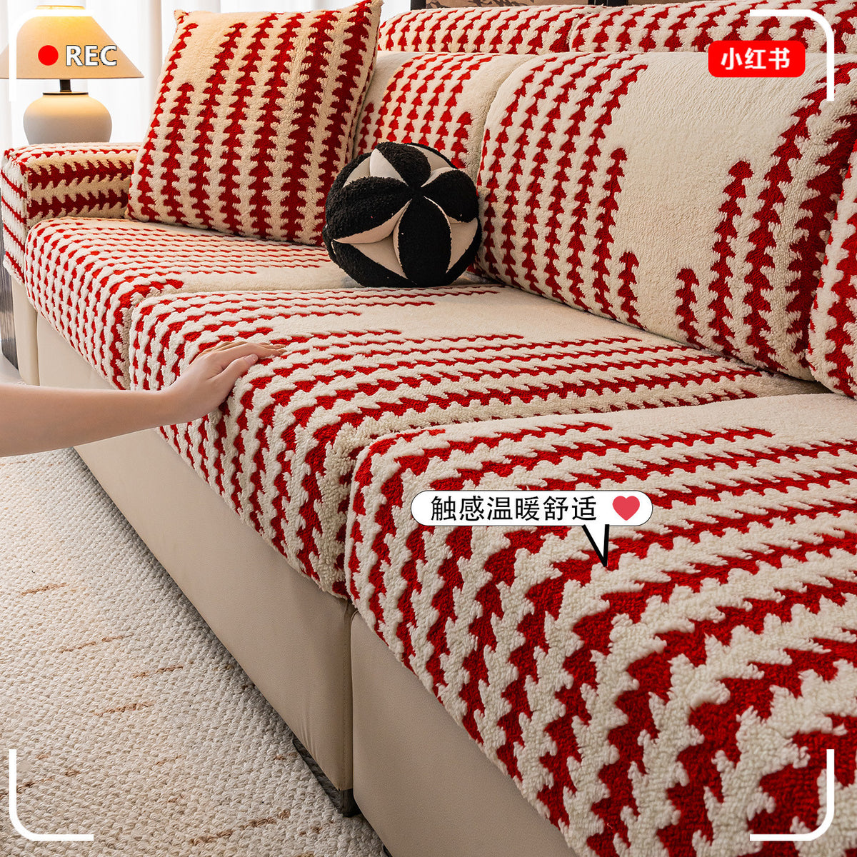 Plush Flannel Sofa Cushion Cover for Winter, Stretch Slipcover for L-Shaped and Sectional Sofas