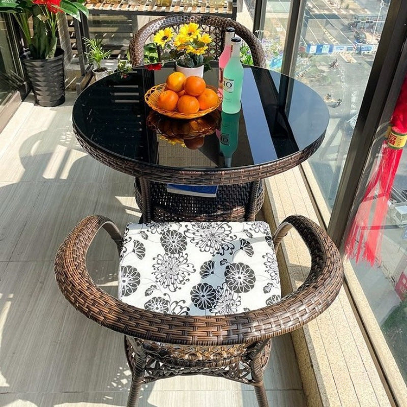 Rattan Wicker Bistro Set with Coffee Table and Chairs for Balcony Patio Outdoor Indoor Use