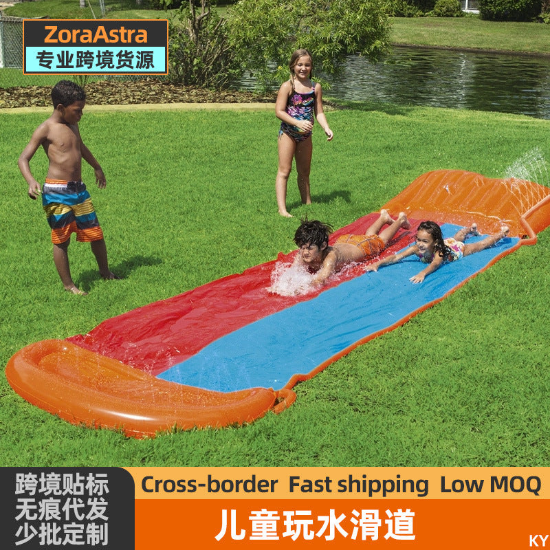 Outdoor Kids Inflatable Water Slide Double Lawn Sprinkler Play Mat for Summer Fun
