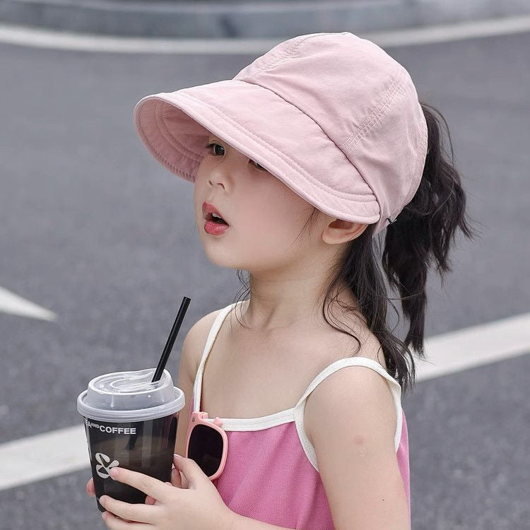 Kids' Sun Protection Hat with Wide Brim for Girls, Quick-Dry Outdoor Baseball Cap