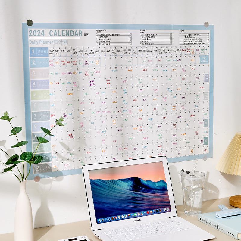 2026 Full Year Calendar Planner, 365-Day Daily Check-in Wall Sticker, Self-Discipline Exam Countdown Hanging Calendar Single Sheet