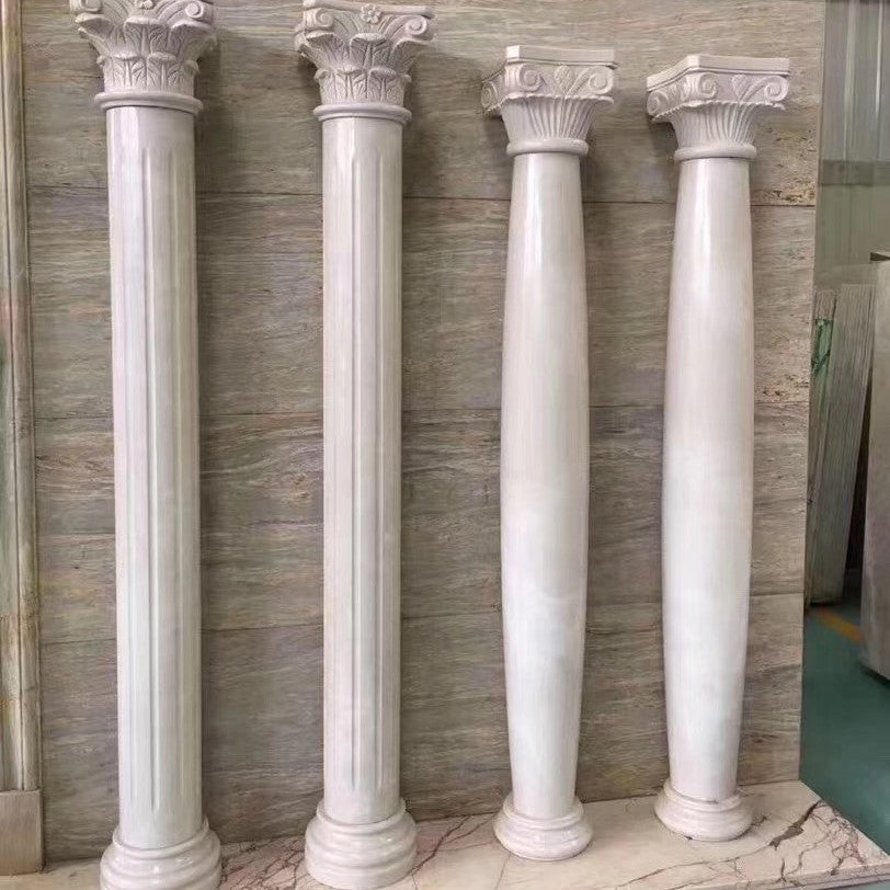 Fiberglass Faux Marble Roman Column Pedestal for Garden & Hallway Decor