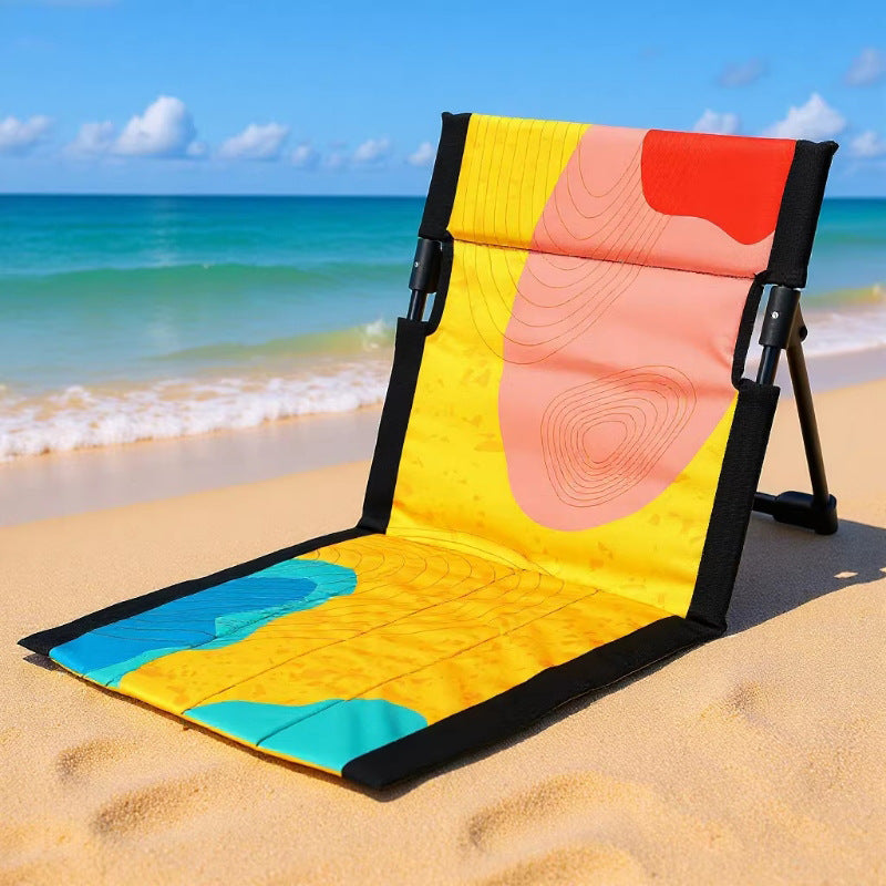 Portable Folding Beach Garden Lounge Chair with Backrest and Mat