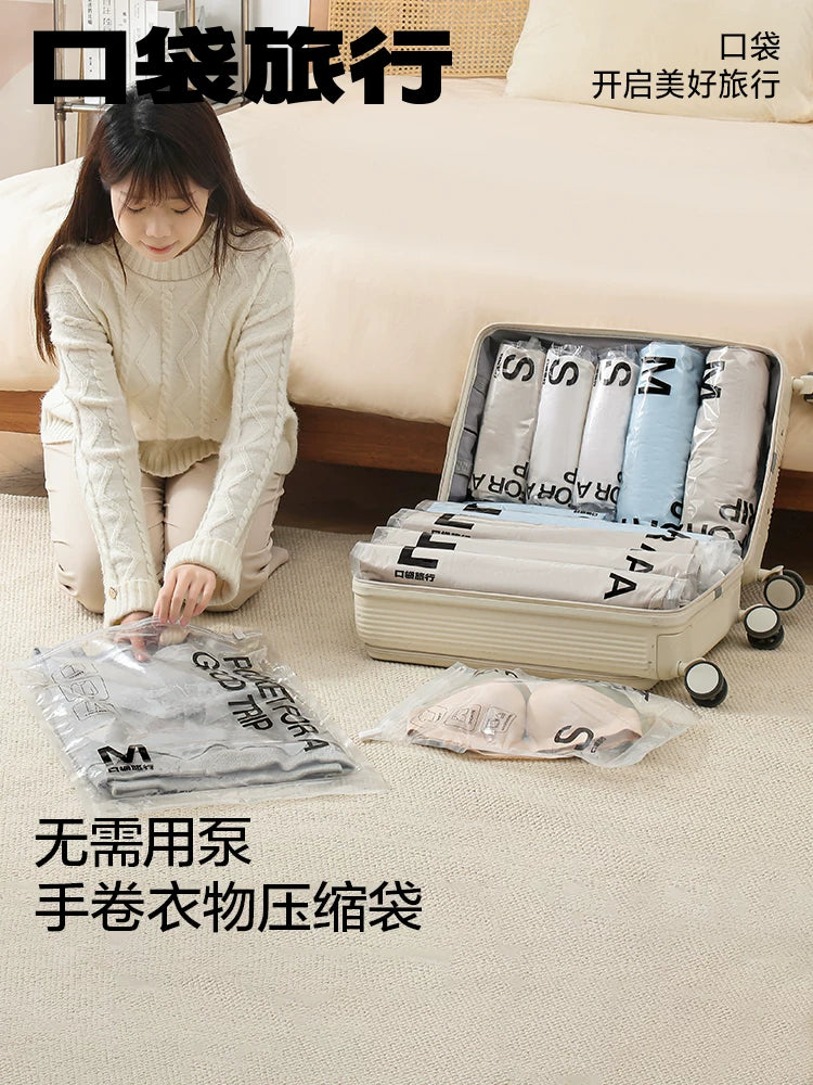 Travel Vacuum Compression Bags for Clothes, Luggage Organizer for Down Jackets, Portable for Business Trips and Travel