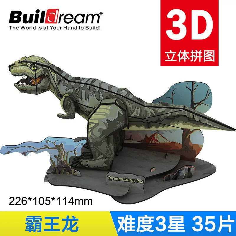 3D Dinosaur Scene Puzzle Model for Kids, DIY Assembly Educational Toy