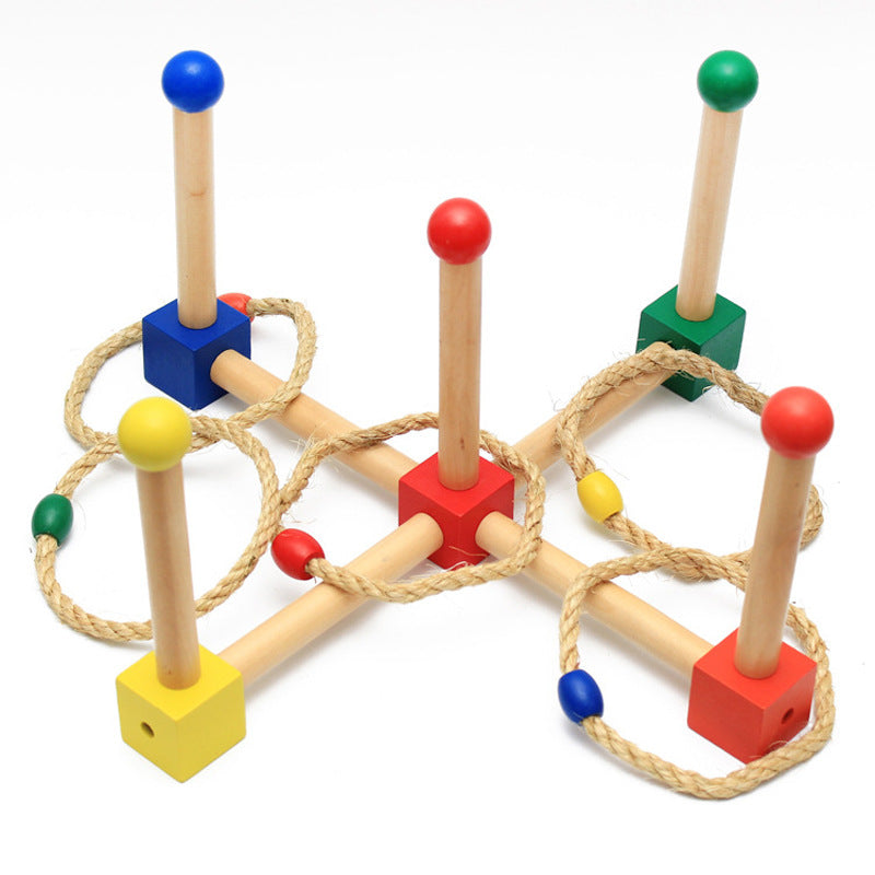 Montessori Wooden Ring Toss Game for Toddlers, Hand-Eye Coordination Educational Toy 0-3 Years