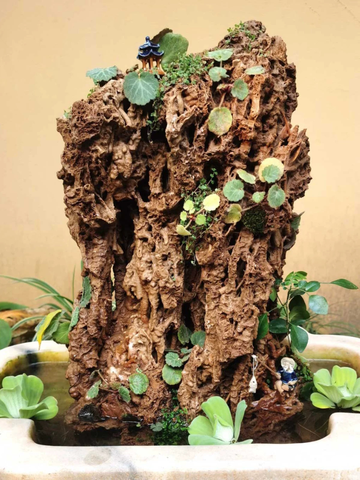 Natural Absorbent Stone Mountain Ornament for Fish Tank Landscaping and Bonsai
