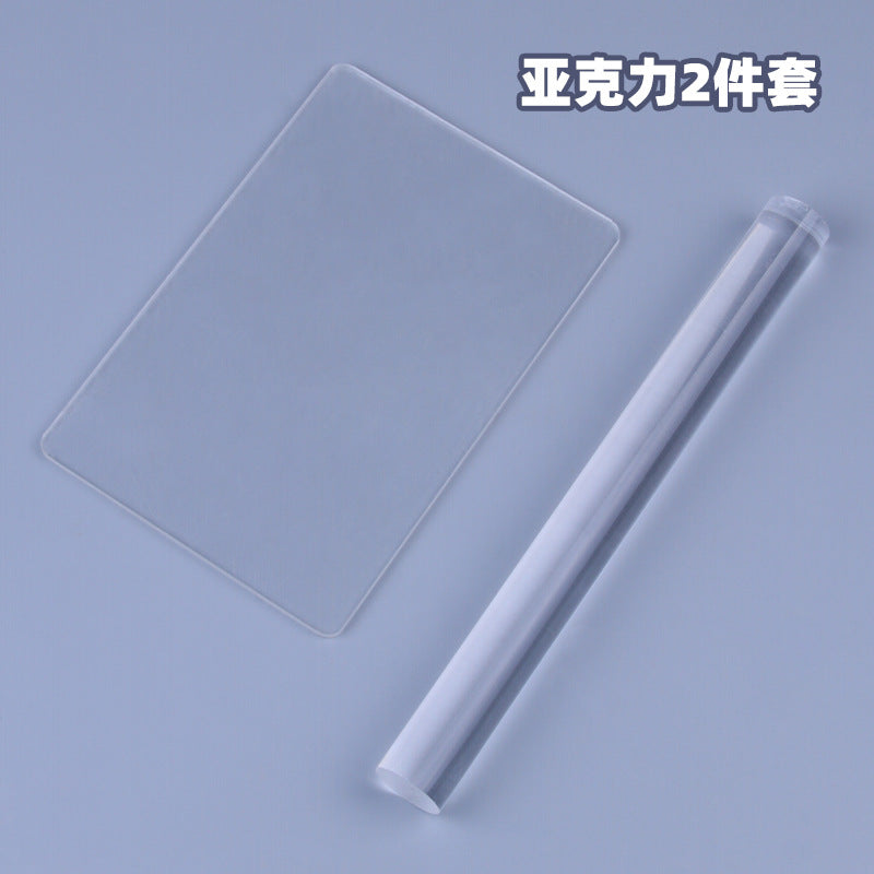Acrylic Clay Pressing Board and Rolling Pin Set for DIY Clay Modeling