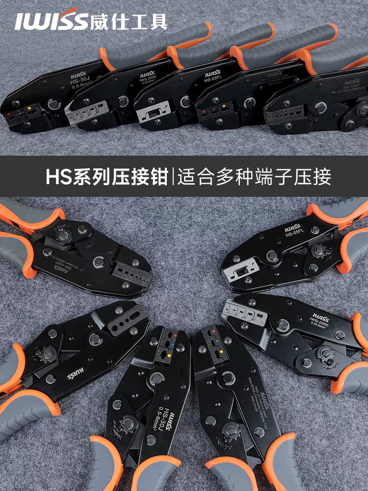 IWISS HS Series Ratcheting Crimping Tool for Insulated, Non-Insulated, and Ferrule Terminals