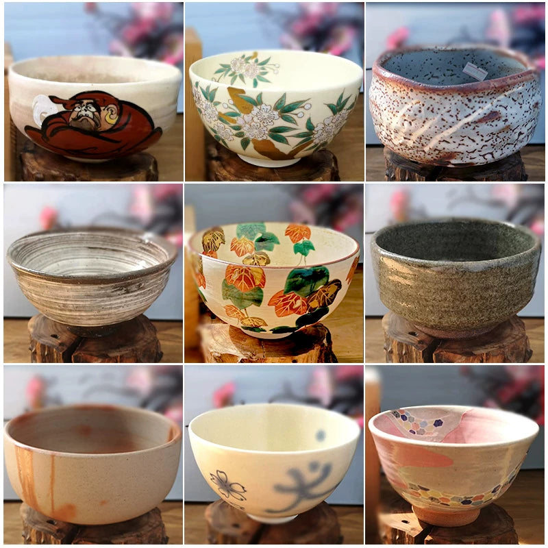 Japanese Matcha Tea Bowl Wabi-Sabi Style Ceramic for Whisking and Serving
