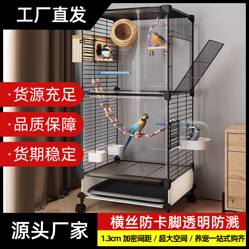 Large Bird Cage for Parrots Cockatiels Mynah Birds Peony Birds Splash-Proof Home Breeding Villa