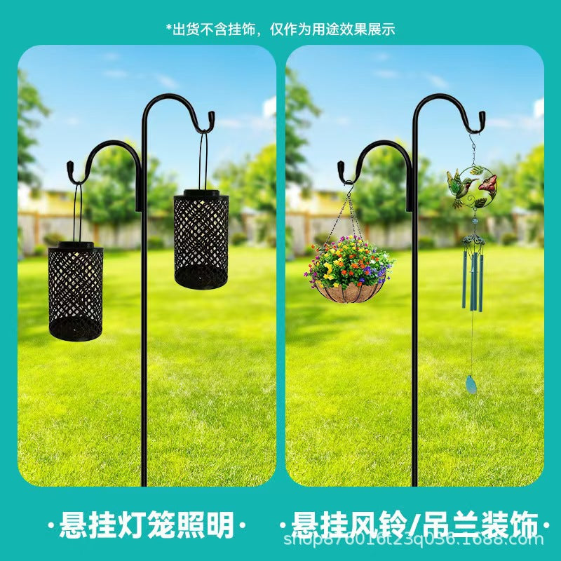 Cast Iron Garden Flag Pole with Wind Chime Hanger, Heavy Duty Yard Art Stand