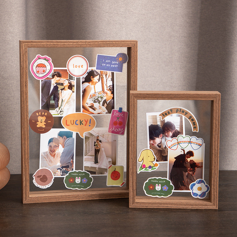 Double-Sided Transparent Glass Photo Frame for Desk Display