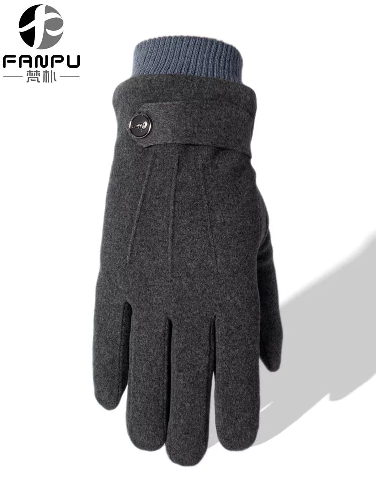 Men's Winter Warm Touchscreen Gloves with Thickened Fleece Lining