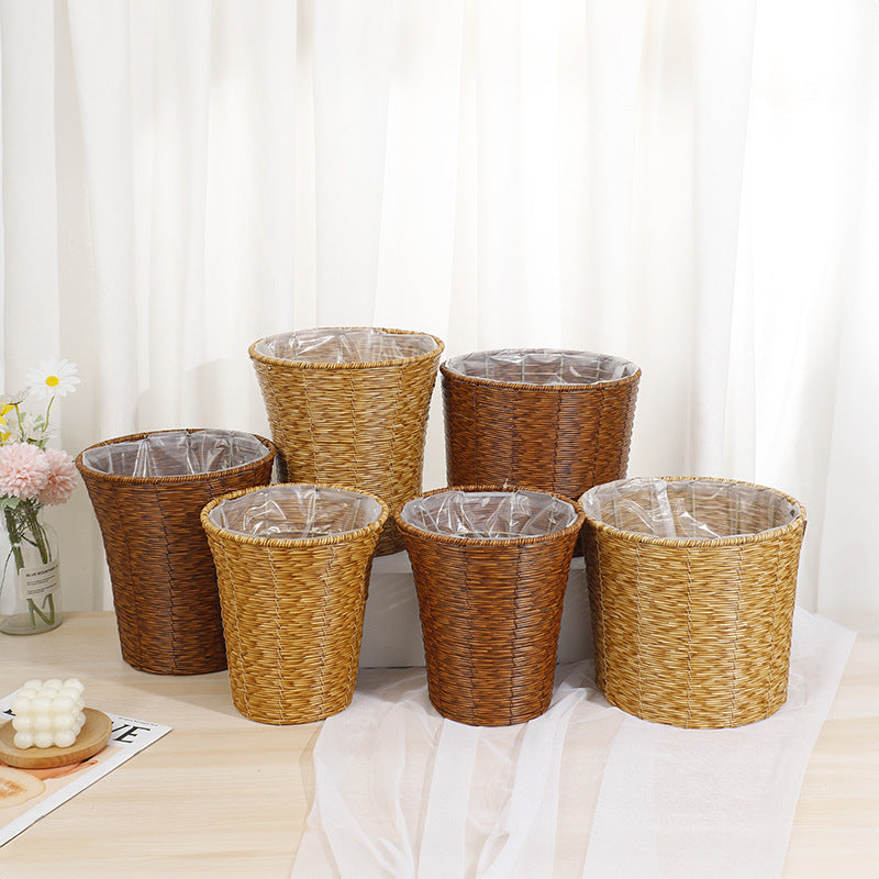 Hand-Woven Rattan Flower Basket for Valentine's Day, Wedding Decor, and Home Storage