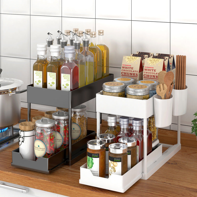 Multi-functional Pull-Out Under-Sink Organizer Rack for Kitchen and Home Storage