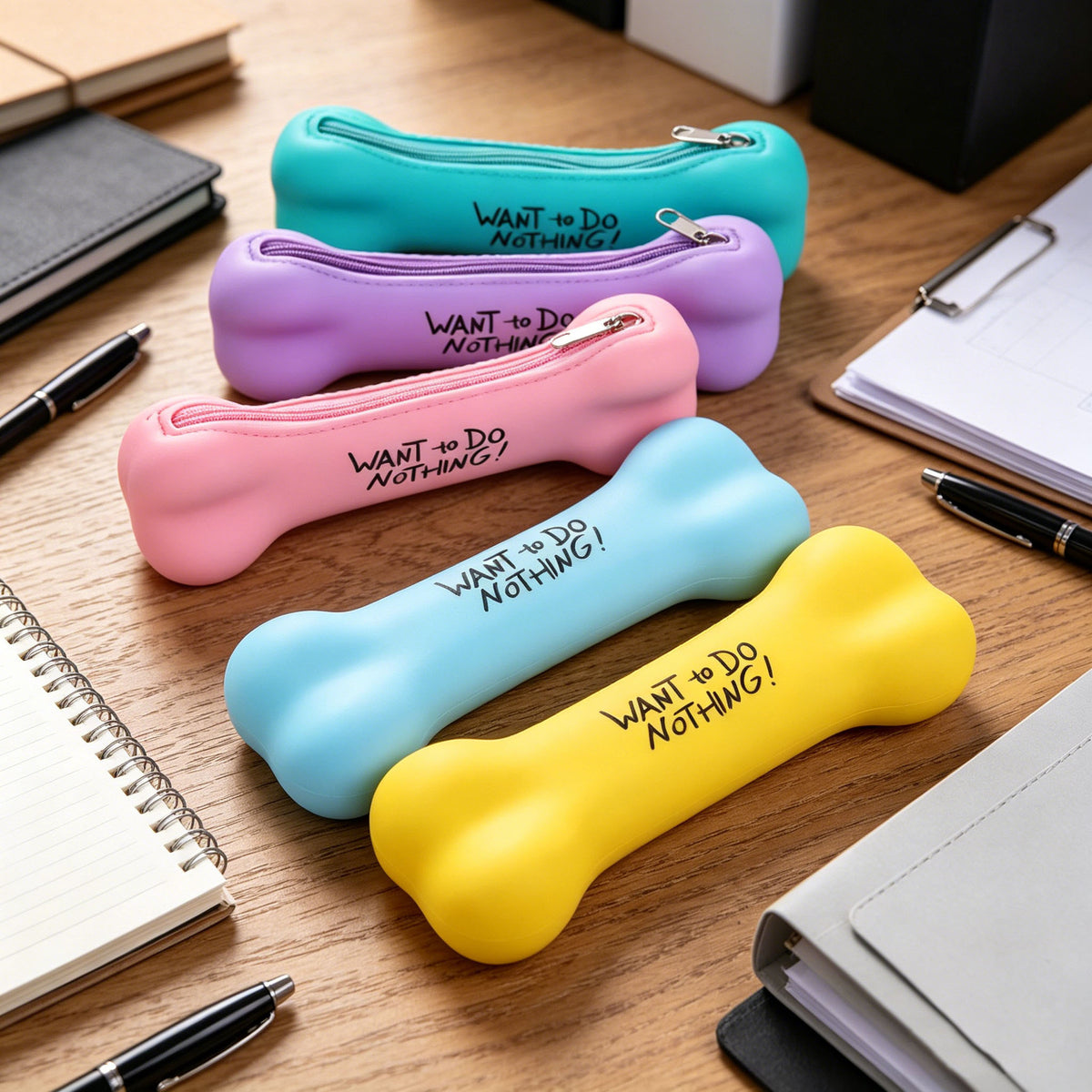 Cute Cartoon Silicone Pencil Case Bone Shape Jelly Color Stationery Bag Coin Purse for Kids Students