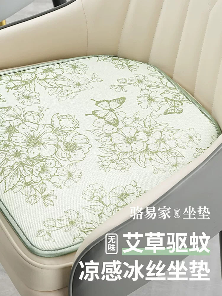 Looyea Summer Ice Silk Horseshoe Chair Cushion Breathable Dining Chair Pad Non-slip Mat