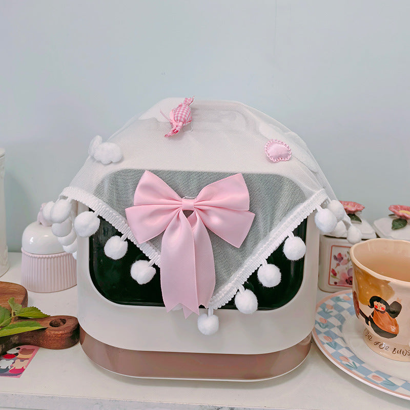 Lace Dust Cover for Rice Cooker & Coffee Machine, Decorative Appliance Cover with Bowknot