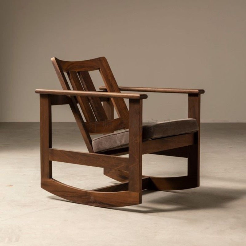 American Country Style Solid Wood Rocking Chair for Living Room, Patio, and Balcony