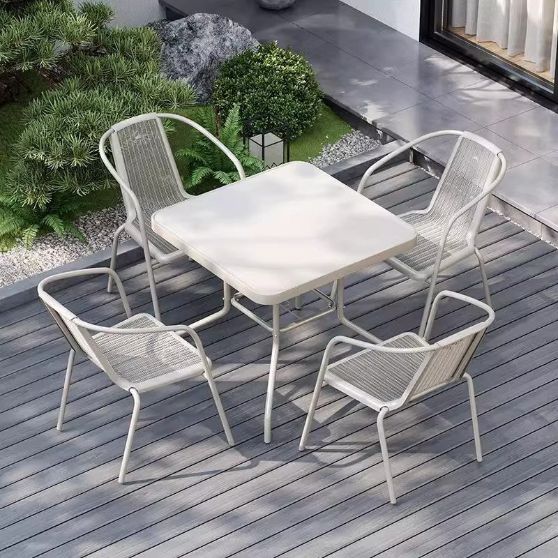 Wrought Iron Outdoor Table and Chair Set Rattan Balcony Small Garden Courtyard Coffee Table Three-Piece Set Modern Minimalist