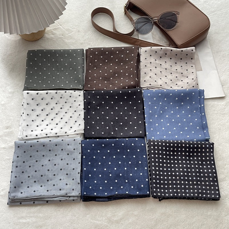 Polka Dot Cotton Square Scarf for Women - Marilyn Hepburn Style