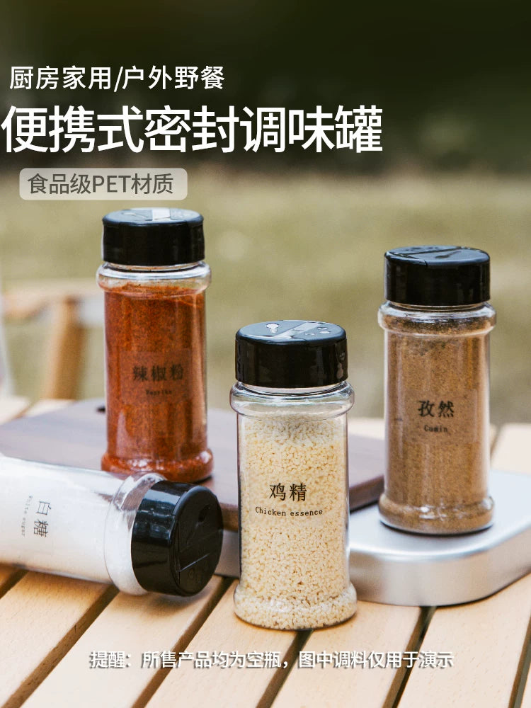 Portable Camping Spice Jars Set with Labels for Outdoor Cooking and BBQ