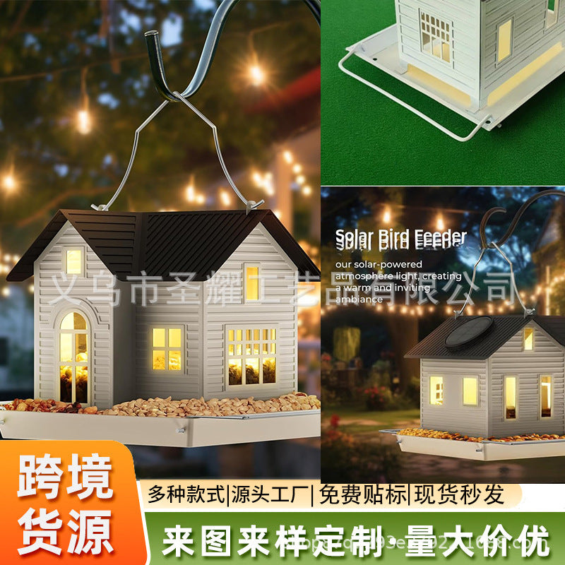 Solar/Battery Powered Bird Feeder with Swing, Outdoor Hanging Decoration for Garden and Yard