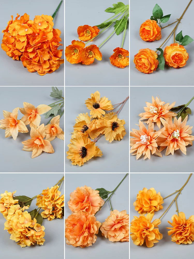 Orange Artificial Silk Hydrangea Wedding Arch Flower Arrangement