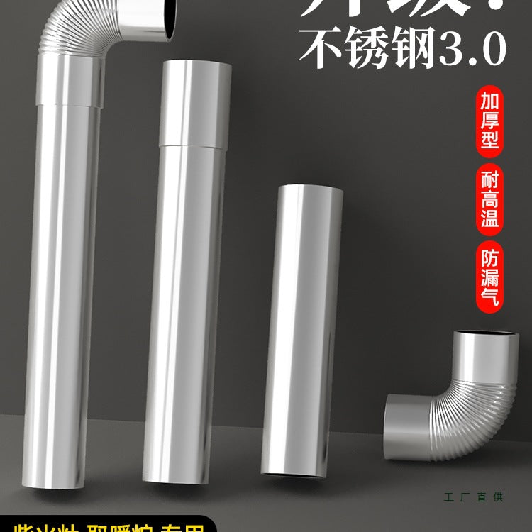 Stainless Steel Chimney Pipe Kit for Wood Stoves and Heaters, Exhaust Vent Flue