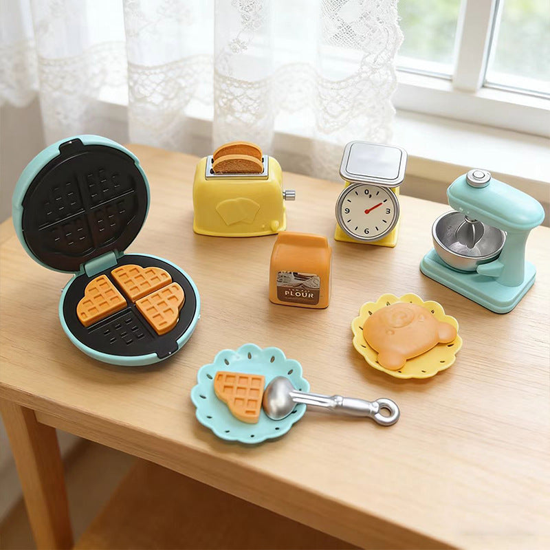Dollhouse Miniature Toaster and Mixer Set for Pretend Play Kitchen