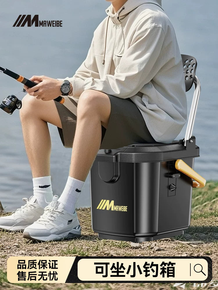 Portable Fishing Bucket with Seat, Multi-functional Live Bait Container, Lightweight Fishing Gear Tackle Box
