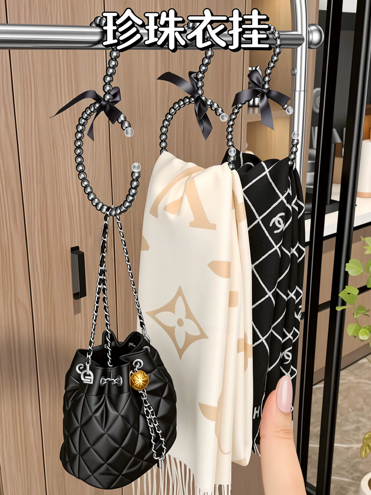 Pearl Hat Organizer Rack for Baseball Caps and Visors, Non-Slip Wall-Mounted Hat Holder