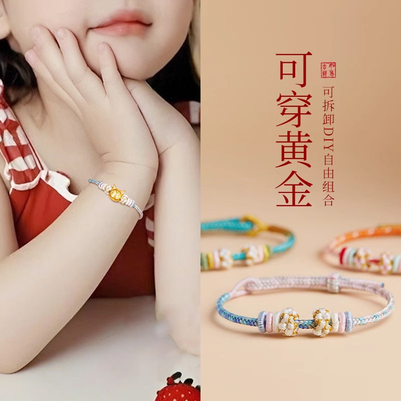 DIY Braided Red String Bracelet for Gold Beads - Handmade Adjustable Wristband