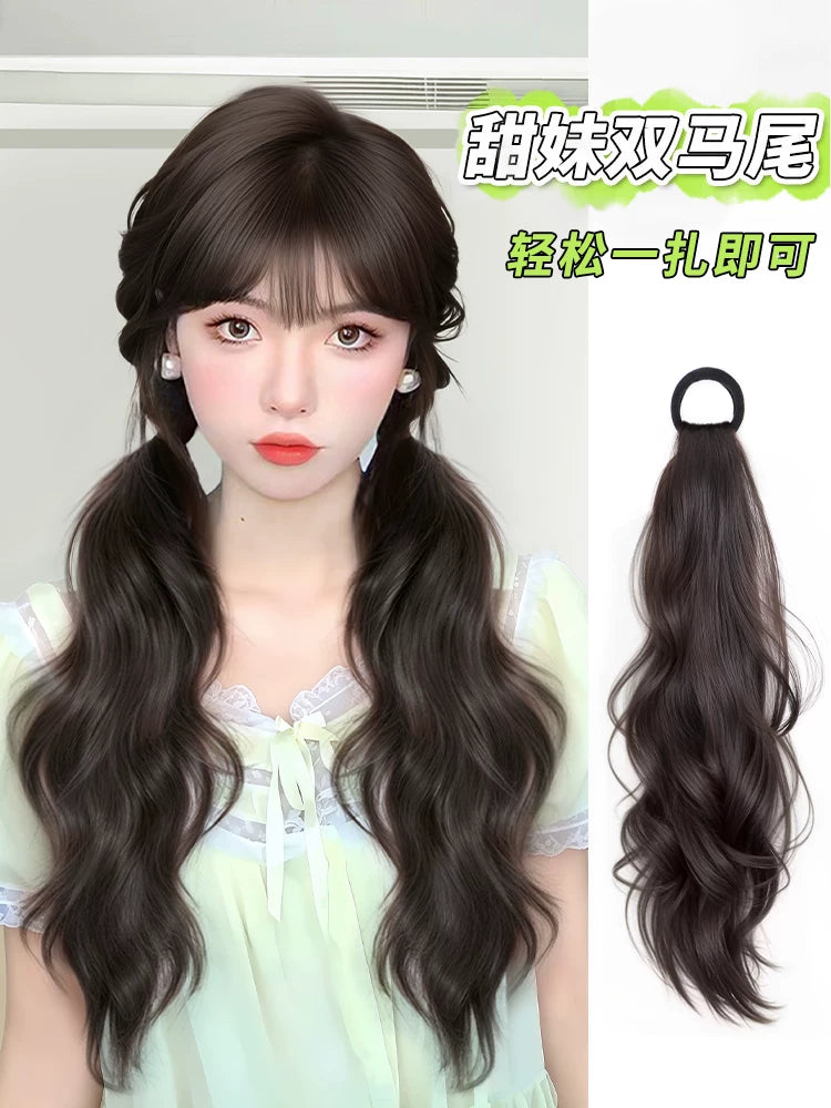 Ponytail Extension for Women, Natural Look, Long Wavy Hairpiece, Tie-on Style