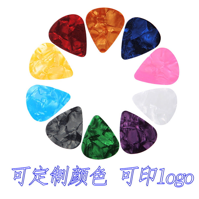 Celluloid Guitar Picks Set - Various Thicknesses and Colors for Acoustic Electric Bass Guitars
