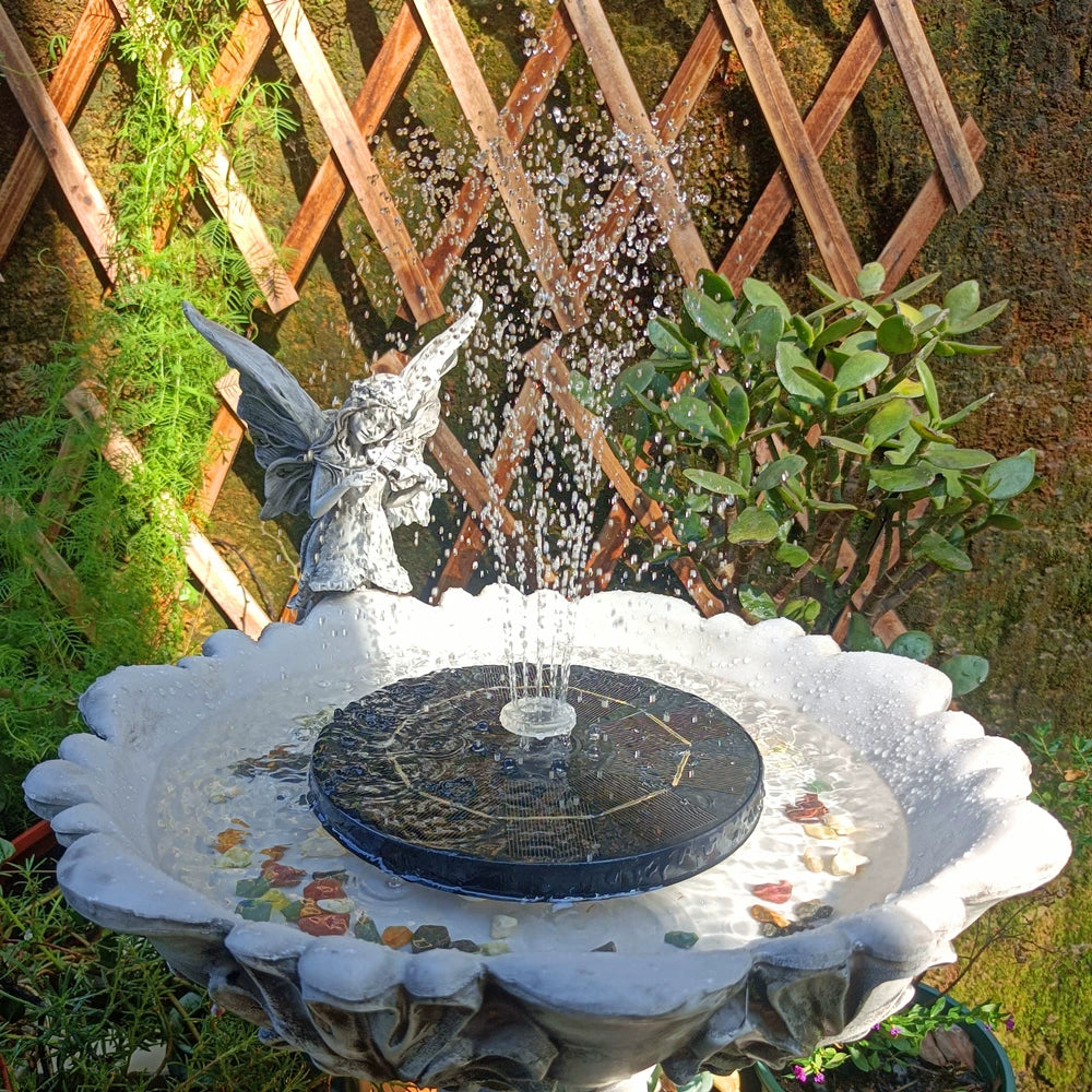 Solar Powered Fountain Bird Feeder Hydroponic Planter for Garden Patio Decoration