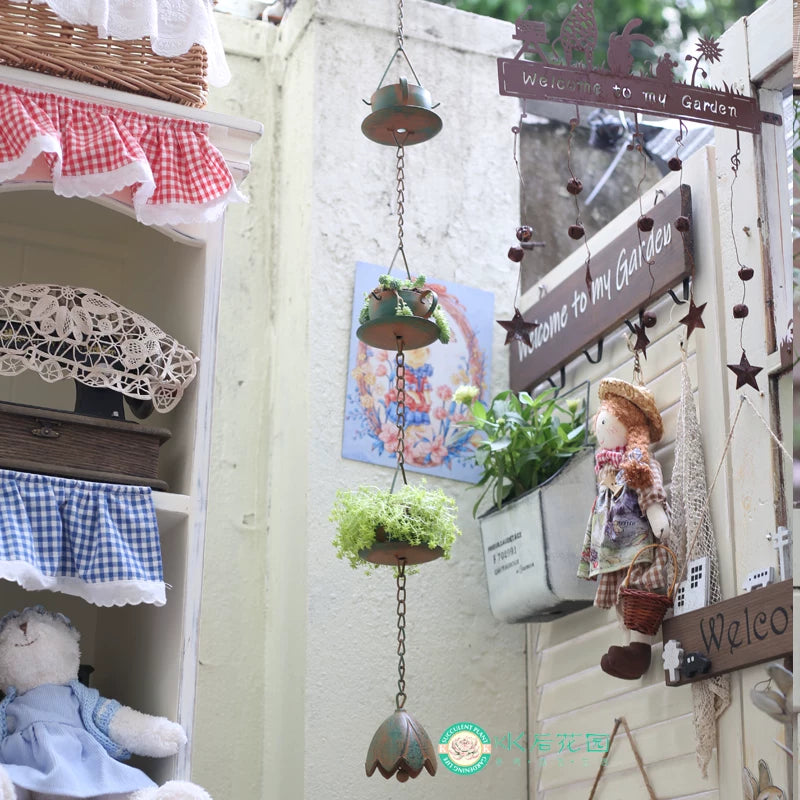 Vintage Cast Iron Wind Chime Garden Decor - Teacup & Teapot Design for Outdoor Patio