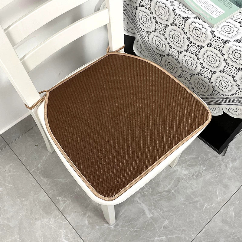 Ice Rattan Dining Chair Cushion with Anti-Slip Straps for Office and Home