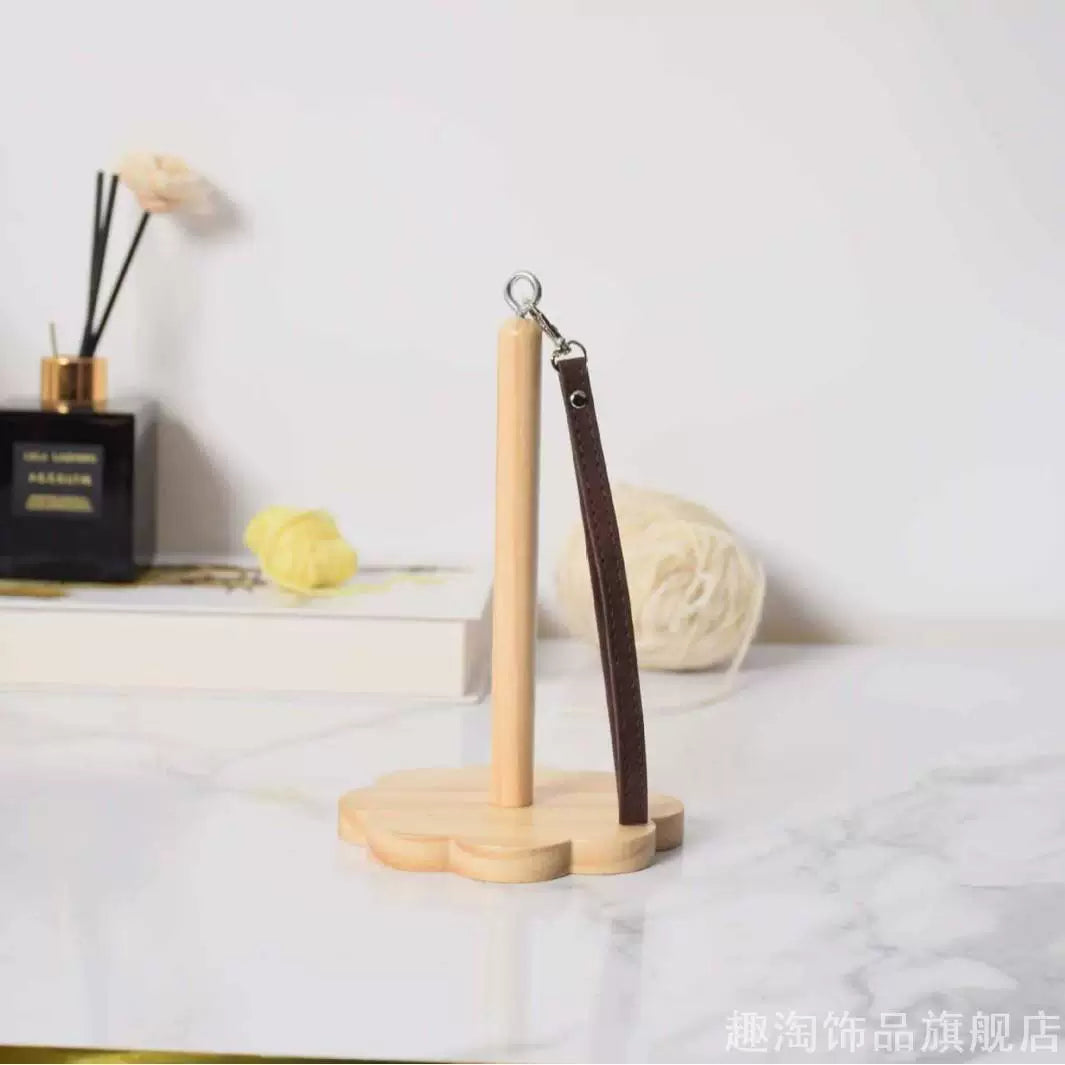 Portable Wooden Yarn Holder for Knitting and Crocheting