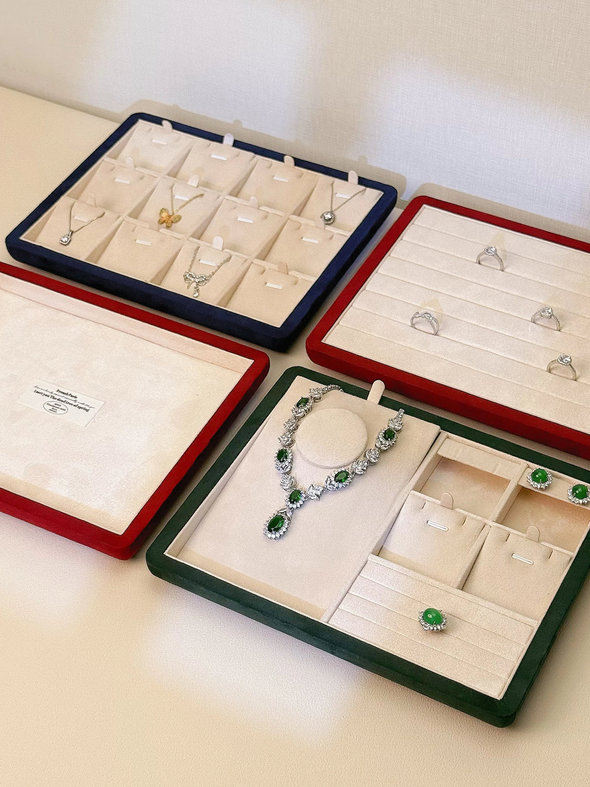 Multi-functional Velvet Jewelry Display Tray with Magnetic Lid for Necklaces, Pendants, Rings