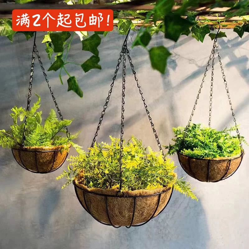 Rustic Woven Hanging Basket for Dried Flowers & Decor - Iron Frame