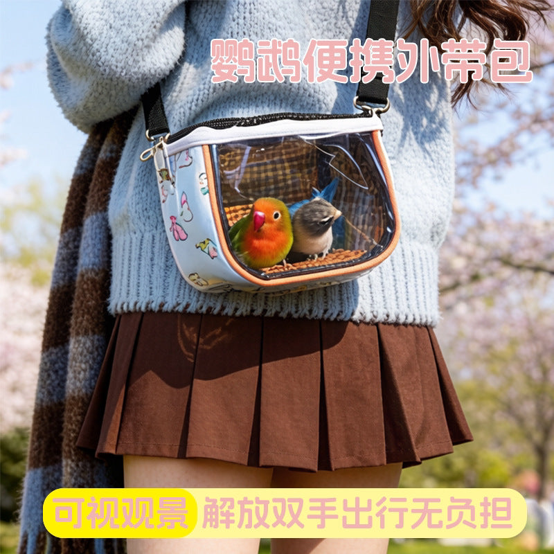 Parrot Transparent Bird Carrier Portable Bird Nest Waterproof Observable Bird Cage for Parakeets and Cockatiels