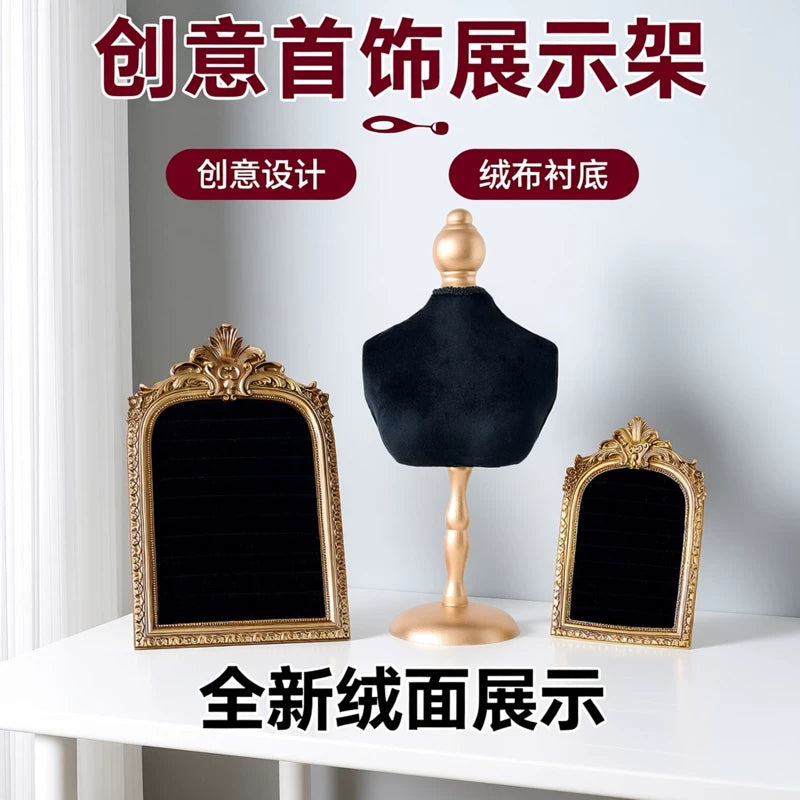 Black Velvet Mannequin Necklace Display Stand for Jewelry Store and Photography Props